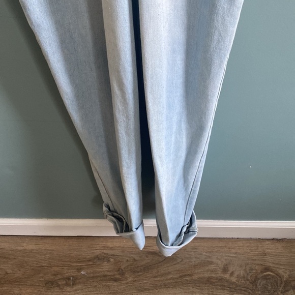 Denim light wash distressed overalls. Rustic country Arsty workwear size S. - Picture 9 of 10